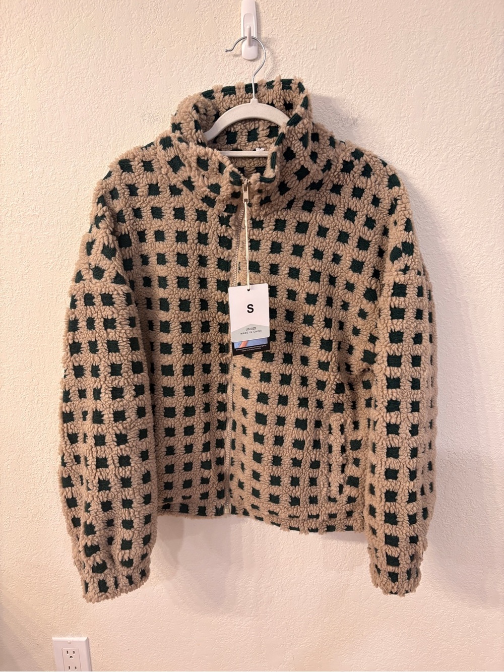 NWT Fashion Clothing Checkered Fleece Jacket Small - Picture 4 of 9